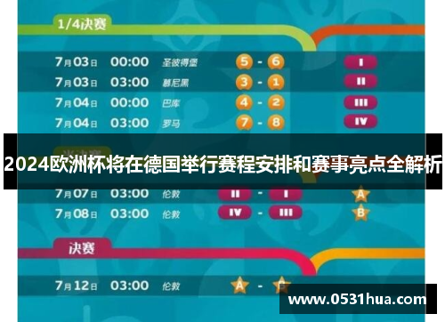 2024欧洲杯将在德国举行赛程安排和赛事亮点全解析